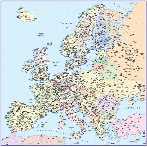 Vector Europe Map Political Illustrator And Pdf Formats 4000000 Scale