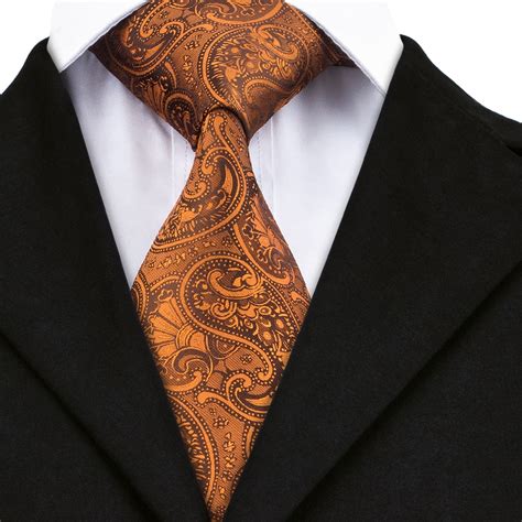Hi Tie 2017 Orange Paisley Silk Ties For Men Jacquare Woven Mens Ties