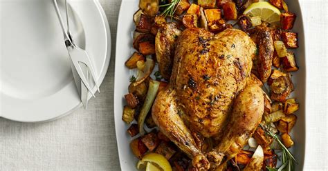 Whole Roasted Chicken With Sweet Potatoes Fennel And