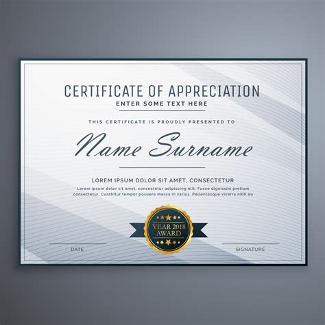 Clean Certificate Of Appreciation Template Design Download Free