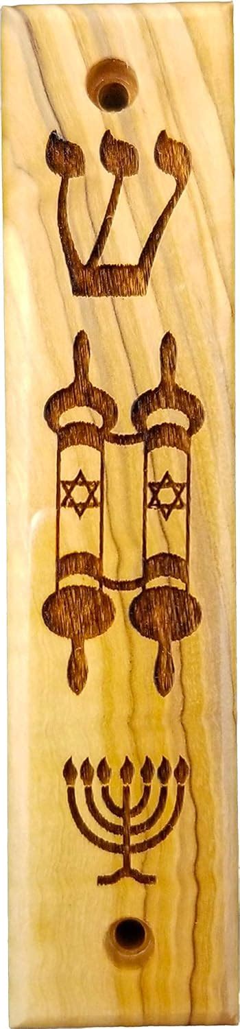 Olive Wood Mezuzah With Scroll Shema Torah Scroll Ubuy India