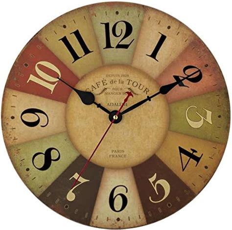 See Note Adalene 12 Inch Multi Colored Vintage Wall Clock Battery