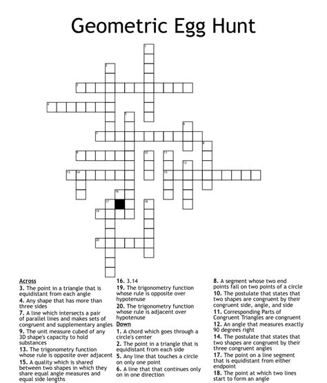 Geometric Egg Hunt Crossword Wordmint