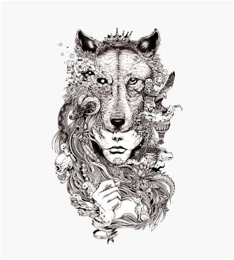 Drawing Tattoo Wolf Mask Cool Design Girl Woman Kerby Rosanes