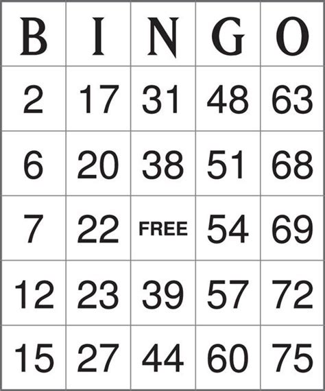 Freeprintablenumberbingocards Bingo Card Template Free Bingo