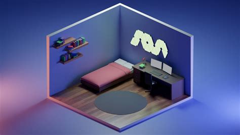 3d Asset Low Poly Isometric Bedroom Cgtrader
