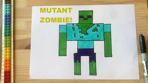 Drawing With Juni 152 How To Draw A Mutant Zombie Minecraft Youtube