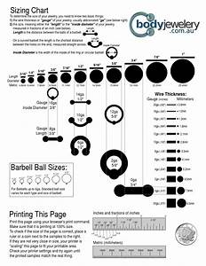 Printable Body Jewelery Size Chart Piercing Chart Gauges Size Chart