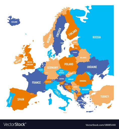 Political Map Europe Continent In Four Colors Vector Image