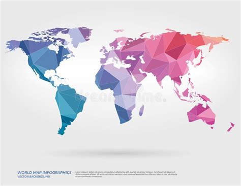 Vector World Map With Polygons In Background Illustration Stock