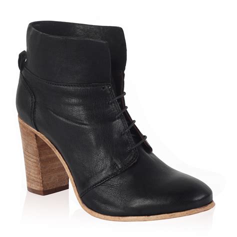 Dune Ladies Poshe Black Soft Leather Lace Up Heeled Ankle Boots Shoes Size 3 8 Ebay