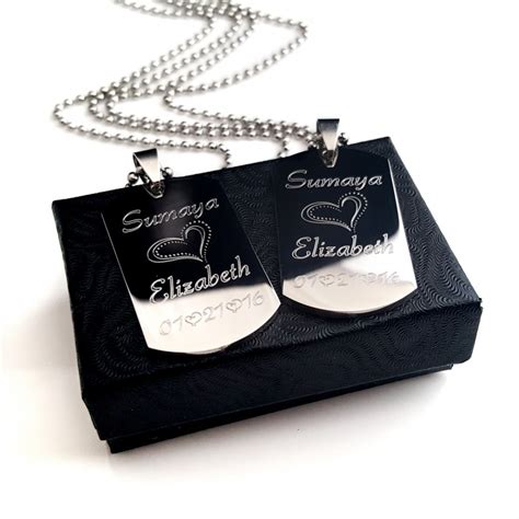 What are military dog tags made of? Personalized Couples Dog Tag Set - UniqJewelryDesigns