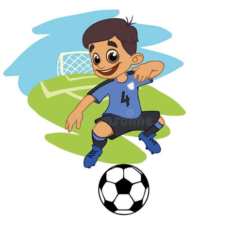 A Cartoon Soccer Player Is Playing Ball In A Stadium In Uniform Stock