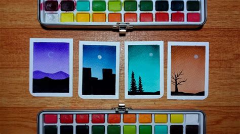 4 Easy And Simple Mini Watercolor Paintings For Beginners Step By
