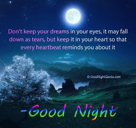 Good Night Keep Your Dreams In Your Heart Good Night Quotes Good Night Quotes Images