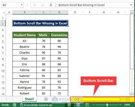 Fixed Bottom Scroll Bar Missing In Excel 7 Possible Solutions