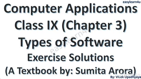 Computer Class 9 Chapter 3 Solved Types Of Software Computer Chapter
