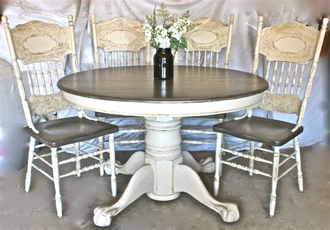 Dinning Table And Chairs Painted With Old Ochre Chalk Paint Distressed