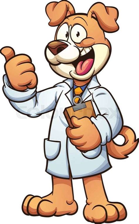 Dog Doctor Wearing A Medical Gown Vector Clip Art Cartoon Illustration