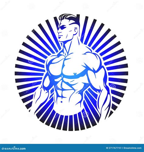 Bodybuilder Muscle Man Fitness Posing Colored Isolated Stock Vector