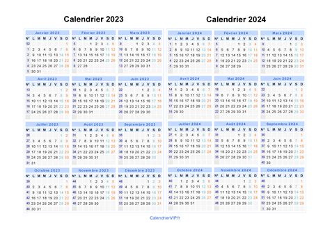 Calendrier 2023 2024 à Imprimer Gratuit En Pdf Et Excel