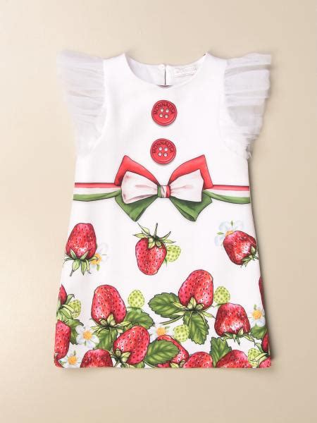 Monnalisa Dress With Strawberry Pattern White Monnalisa Romper 117927 7306 Online On Gigliocom