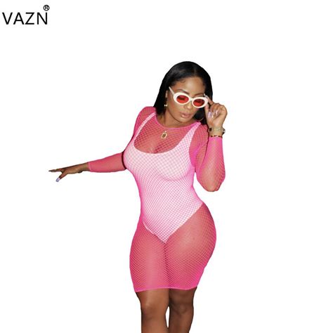 Buy Vazn 2018 Sleeve Bandage Solid See Through Women