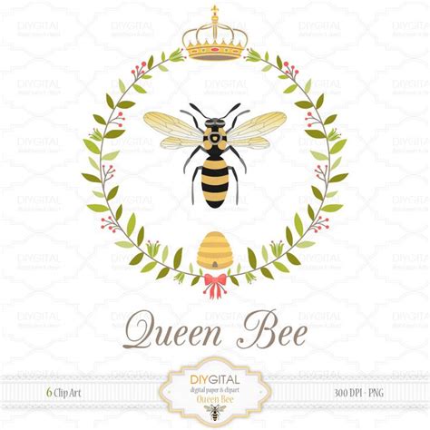 Queen Bee Clip Art Set 6 Printable Cliparts For Etsy Queen Bees Art