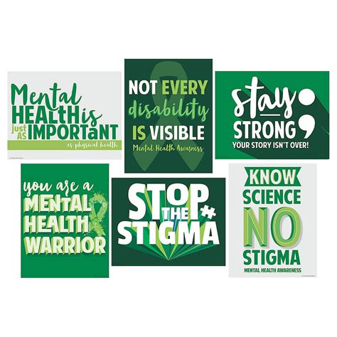 Mental Health Awareness Poster Set 6pc Party Decor 6 Pieces