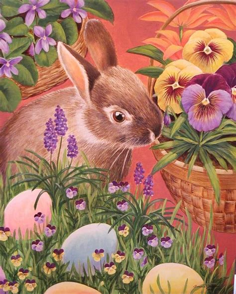 Easter Bunny Painting By Bonnie Golden Easter Bunny Fine Art Prints