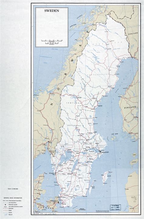 Large Scale Political And Administrative Map Of Sweden With Roads