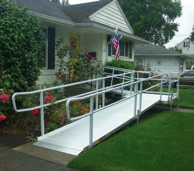This wheelchair ramp is a straight 12 feet long and a generous foour feet wide to accommodate all mobility assistive devices. How to build handicap ramps for recycled materials - Ecofriend