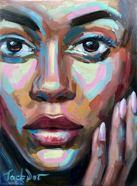 Oil Portrait Face Woman Painting Canvas Art Original Wall Ar