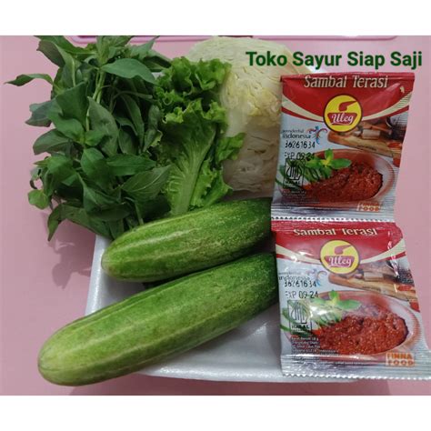 Jual Lalapan Sayur Timun Kemangi Kol Selada Sambal Paket Sayur Box