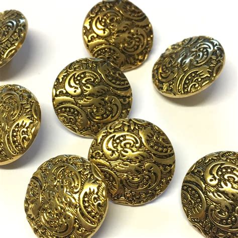 18mm Gold Metallic Fancy Buttons Pack Of 10 Buttons The Button Shed