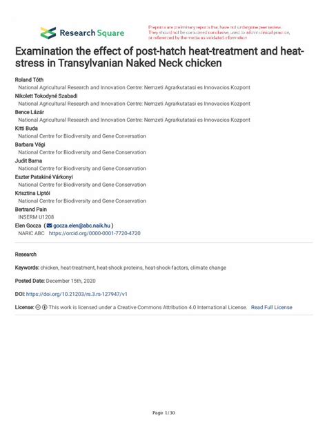 Pdf Stress In Transylvanian Naked Neck Chicken Examination The