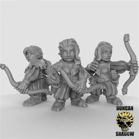 3d Printable Female Halflings With Bows Pre Supported By Duncan Shadow