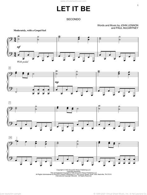 Beatles Let It Be Sheet Music For Piano Four Hands Pdf