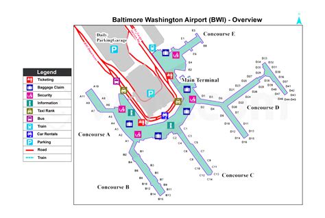 Baltimore Washington International Thurgood Marshall Airport Map Bwi