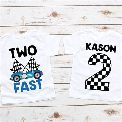 Two Fast Birthday Shirt Race Car Birthday Shirt 2nd Birthday Etsy