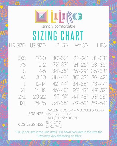 Lularoe Size Chart Measurements Lularoe Size Chart Lularoe Sizing