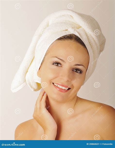 Pretty Girl With Towel On Her Head Stock Image Image 20860631