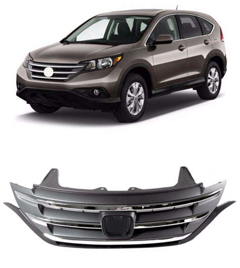 Front Upper Grille Fit 2012 2014 Honda Crv Grill Chrome Gray Factory