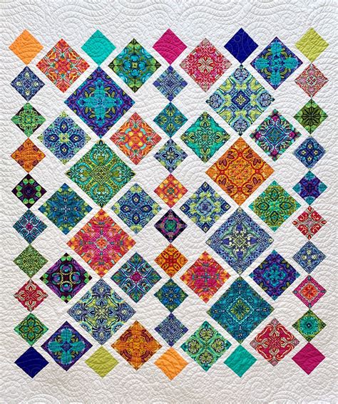 Festive Tiles Modern Quilt Pattern Digital Pdf Mosaic Tile Etsy