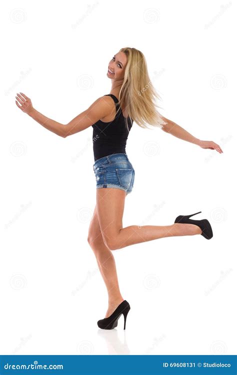 Dancing Blonde In High Heels Stock Image Image Of Dancing Carefree 69608131