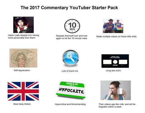 2017 Commentary Youtuber Starter Pack Rstarterpacks