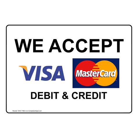 Retail Sign We Accept Visa Mastercard Debit And Credit