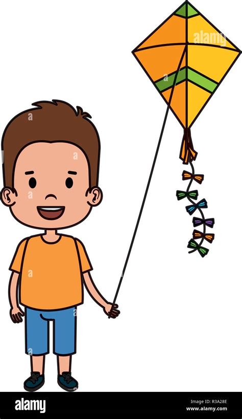 Little Boy Flying Kite Stock Vector Image And Art Alamy