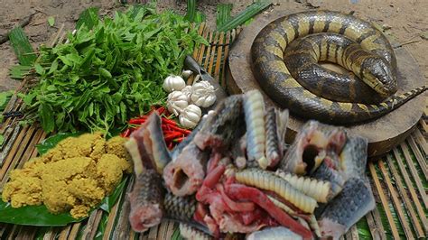 Yummy Fried Snake Recipe Cooking Water Snake In The Forest For Food