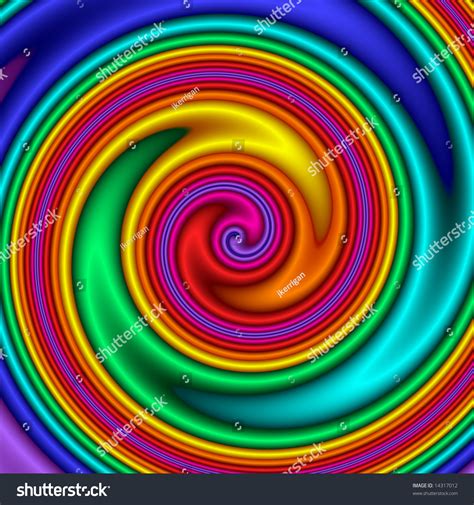 Abstract Spiral Vibrant Primary Rainbow Colors Stock Illustration